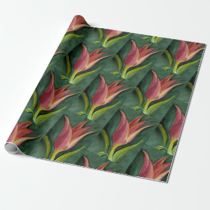 Papier Cadeau Belle Tulipe rouge et orange