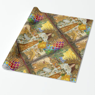 Papier Cadeau Belle Vintage femme Golden Sun