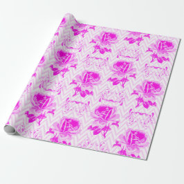 Papier Cadeau Belle Vintage florale pourpre