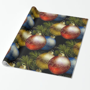 Papier Cadeau Belles boules de Noël avec design délicat
