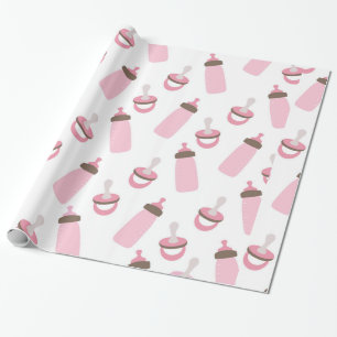 Papier Cadeau Belles bouteilles et tétines de roses pâles