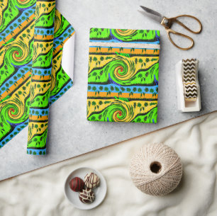 Papier Cadeau Belles couleurs des vagues estivales