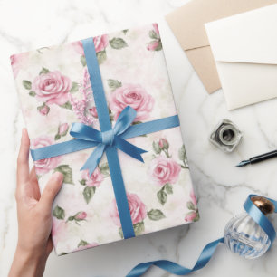 Papier Cadeau Belles Roses Roses Florales Mariage