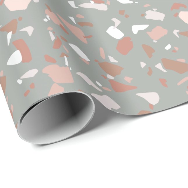 Papier Cadeau Belles teintes désert terrazzo motif (Coin rond)