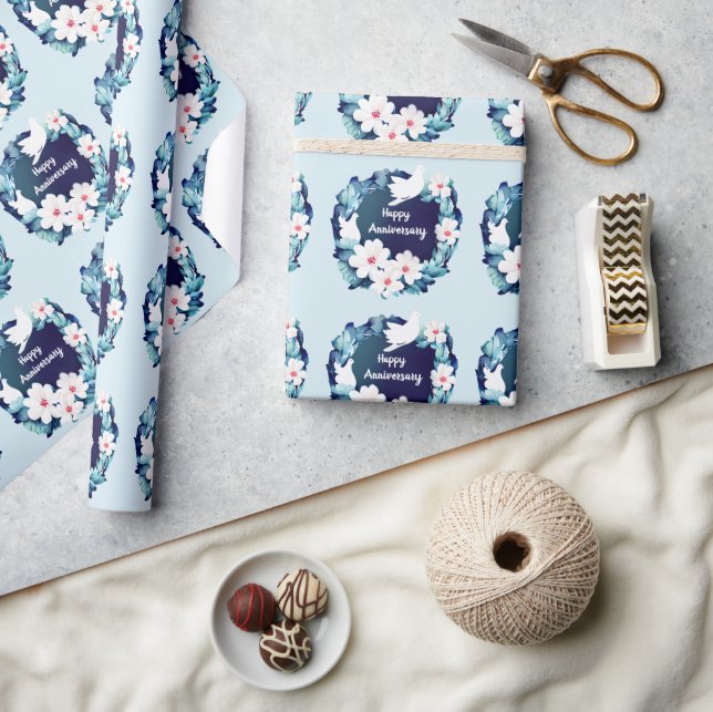 Papier Cadeau Belles tourterelles blanches (Artisanat)