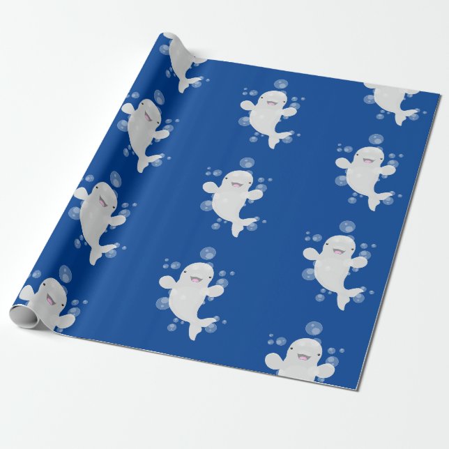 Papier Cadeau Béluga mignon bulles dessin de dessin animé (Déroulé)