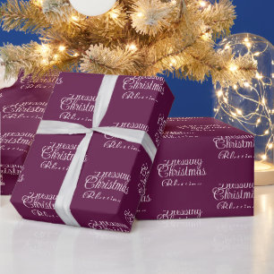 Papier Cadeau Bénédiction de Noël Fête profonde bordeaux