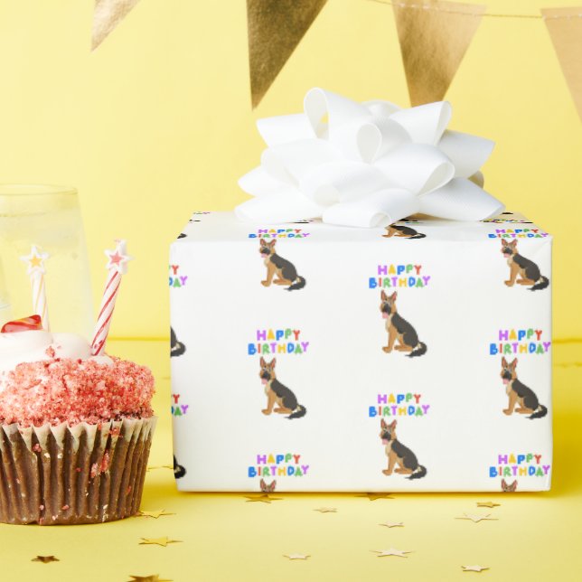 Papier Cadeau berger allemand Anniversaire (Fête d'anniversaire)