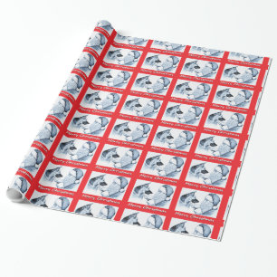 Papier Cadeau Berger allemand et Père Noël Joyeux Noël