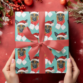 Papier Cadeau Berger allemand Noël Aquarelle Chien se reproduit