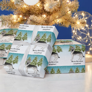 Papier Cadeau Berger Allemand Silver Sable Forêt enneigée d'hive