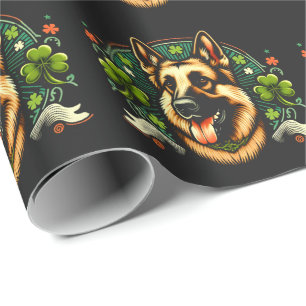 Papier Cadeau Berger allemand St Patrick's Day Berger chien cade