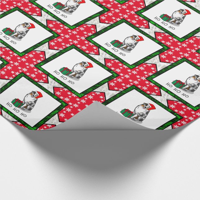 Papier Cadeau Berger australien de Noël (bleu merle tan/w 1) (Coin)