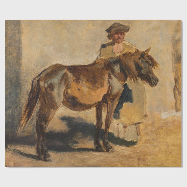 Papier Cadeau Berger avec un cheval (équine) (Plat)