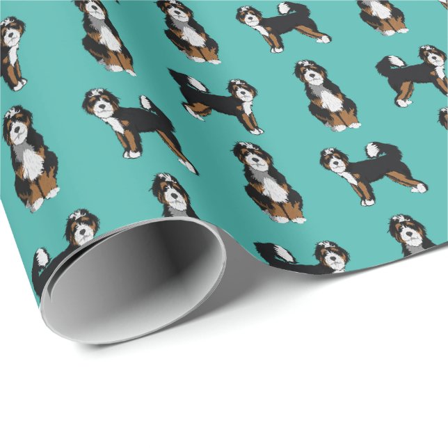 Papier Cadeau Bernedoodle Chien (Coin rond)