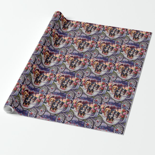 Papier Cadeau Bernese Mountain Dog Valentine's Day (Déroulé)