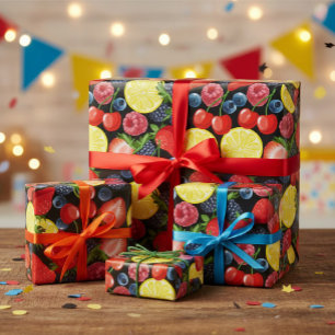 Papier Cadeau Berries et agrumes