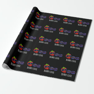 Papier Cadeau Berry Cool Funny Strawberry Blueberry Pun Dark BG