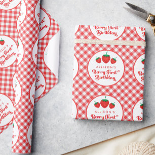 Papier Cadeau Berry fraise Premier anniversaire