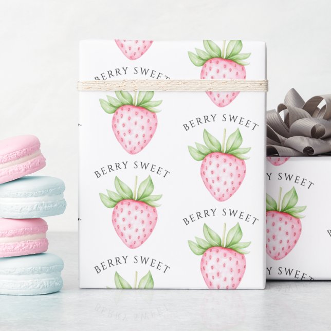 Papier Cadeau Berry Sweet Aquarelle Fraise Baby shower fille (Créateur téléchargé)
