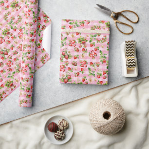 Papier Cadeau Berry Sweet Rose En vichy papier à envelopper