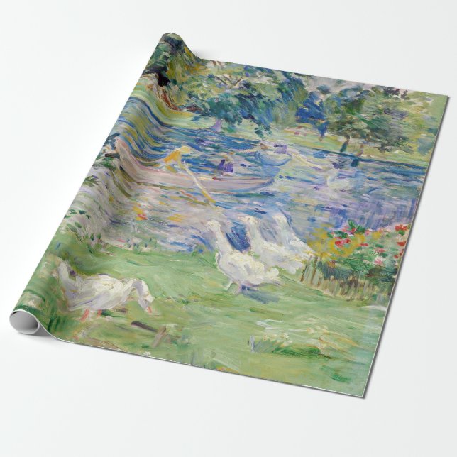Papier Cadeau Berthe Morisot - Fille en bateau avec oie (Déroulé)