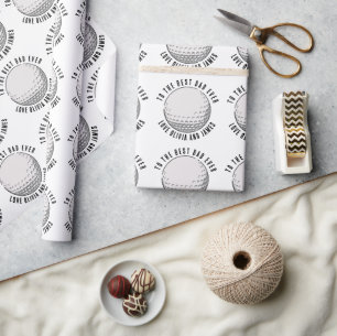 Papier Cadeau Best Papa Ever Golf Ball Motif Noms des enfants