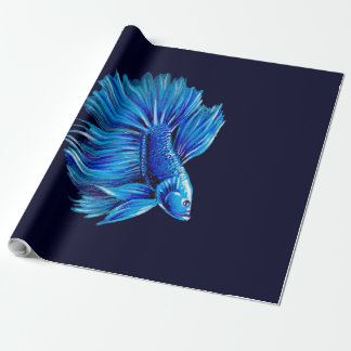Papier Cadeau Bêta bleu poisson dans la marine |Aquarium Lover