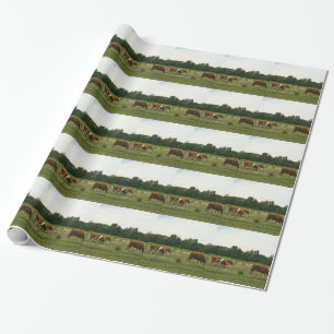 Papier Cadeau Bétail Brown et blancs de Hereford