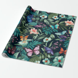 Papier Cadeau Beurre de jardin de minuit et floral