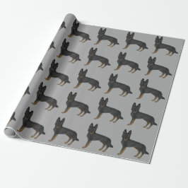 Papier Cadeau Bi-Black Allemand Berger Cartoon Chien Motif Gris