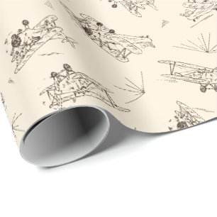 Papier Cadeau Bi-plans Art déco rugissant - motif dessiné.