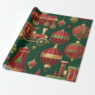 Papier Cadeau bibelot de noël steampunk ornements d'emballage pa