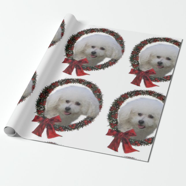 Papier Cadeau Bichon Frise Christmas (Déroulé)