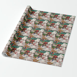 Papier Cadeau Bichon Frise Gîtes : Festif Noël