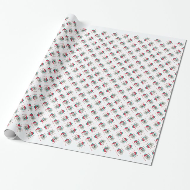 Papier Cadeau Bichon Frise Père Noël Paws (Déroulé)