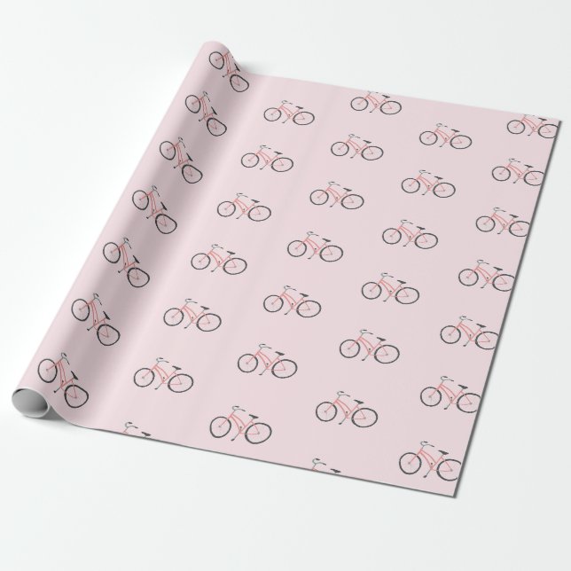 Papier Cadeau Bicyclettes roses sucrées sur papier d'emballage b (Déroulé)