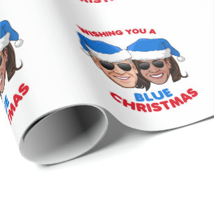 PAPIER CADEAU BIDEN HARRIS - VOUS SOUHAITEZ UN NOËL BLEU