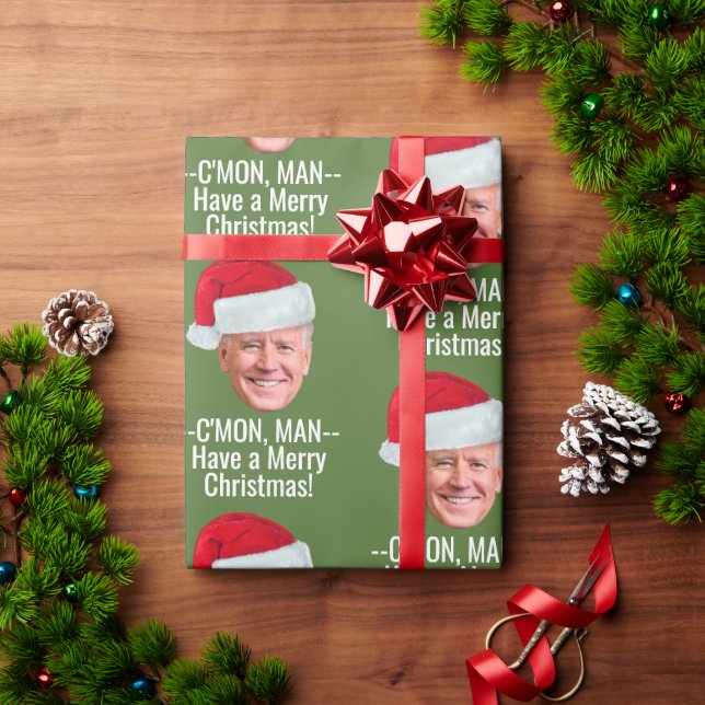 Papier Cadeau Biden - Joe Santa Hat - C'mon Man (Cadeau de vacances)