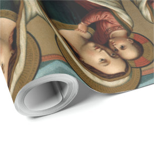 Papier Cadeau Bienheureuse Vierge Marie Christ Noël d'enfant