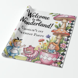 Papier Cadeau Bienvenue À La Fête Du 1Er Anniversaire De Wonderl