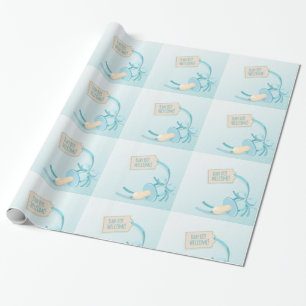 Papier Cadeau Bienvenue Baby Boy avec suce bleue