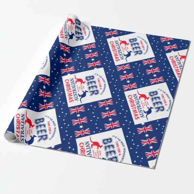 Papier Cadeau Bière Kangaroo, Drapeau australien Noël (Déroulé)