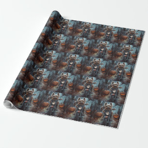 Papier Cadeau Biewer Terrier équitation Moto Halloween Effrayer