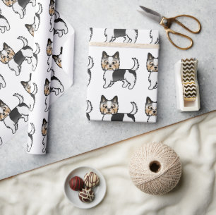Papier Cadeau Biewer Terrier Yorkshire Terrier Cute Chien Motif