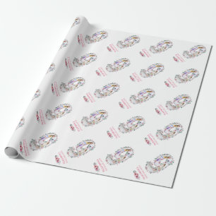 Papier Cadeau Big 9th Birthday Girl Photo Collage Fleur rose