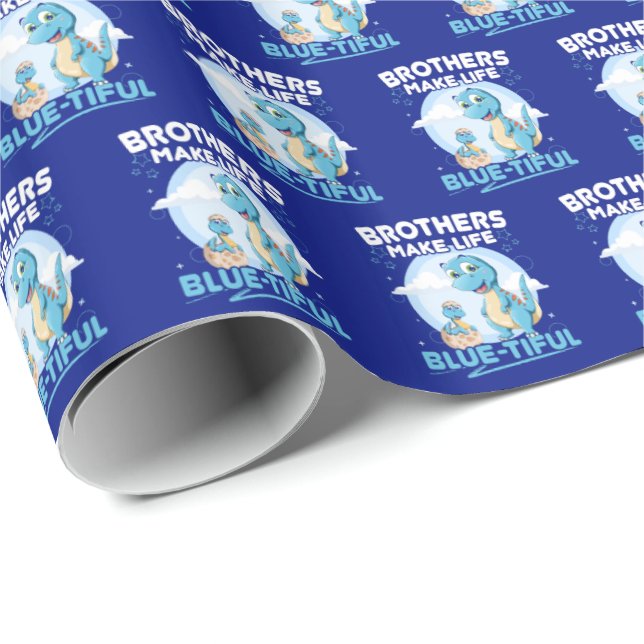 Papier Cadeau Big Brother Dinosaur Beau jeu de vie (Coin rond)
