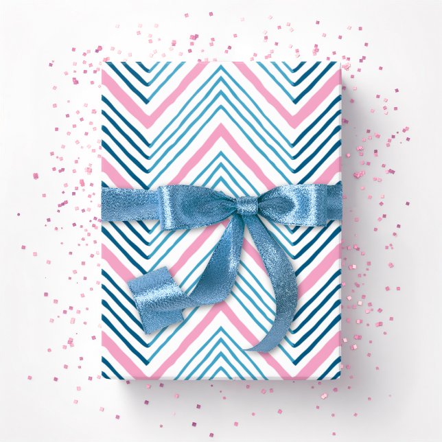 Papier Cadeau Big Zag Chevron in Pink and Deep Aqua (Créateur téléchargé)