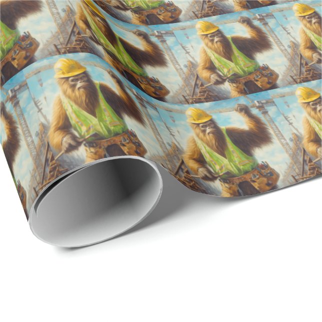 Papier Cadeau Bigfoot le travailleur du bâtiment (Coin rond)