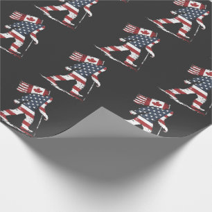 Papier Cadeau Bigfoot tenant le drapeau du Canada 51e État Trump